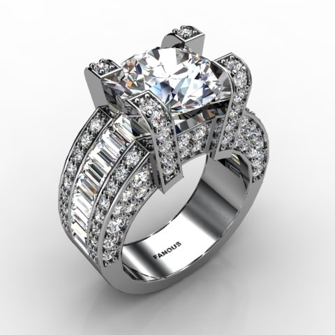 18k White Gold Engagement Ring 2.828ct - 1001864-18kw